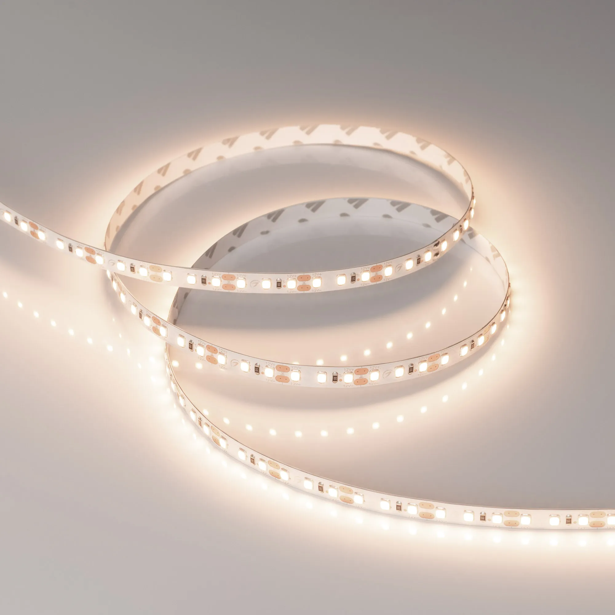 Лента светодиодная RT-A120-8mm 12V Warm3500 (14.4 W/m, IP20, 2835, 5m) (Arlight, Открытый)