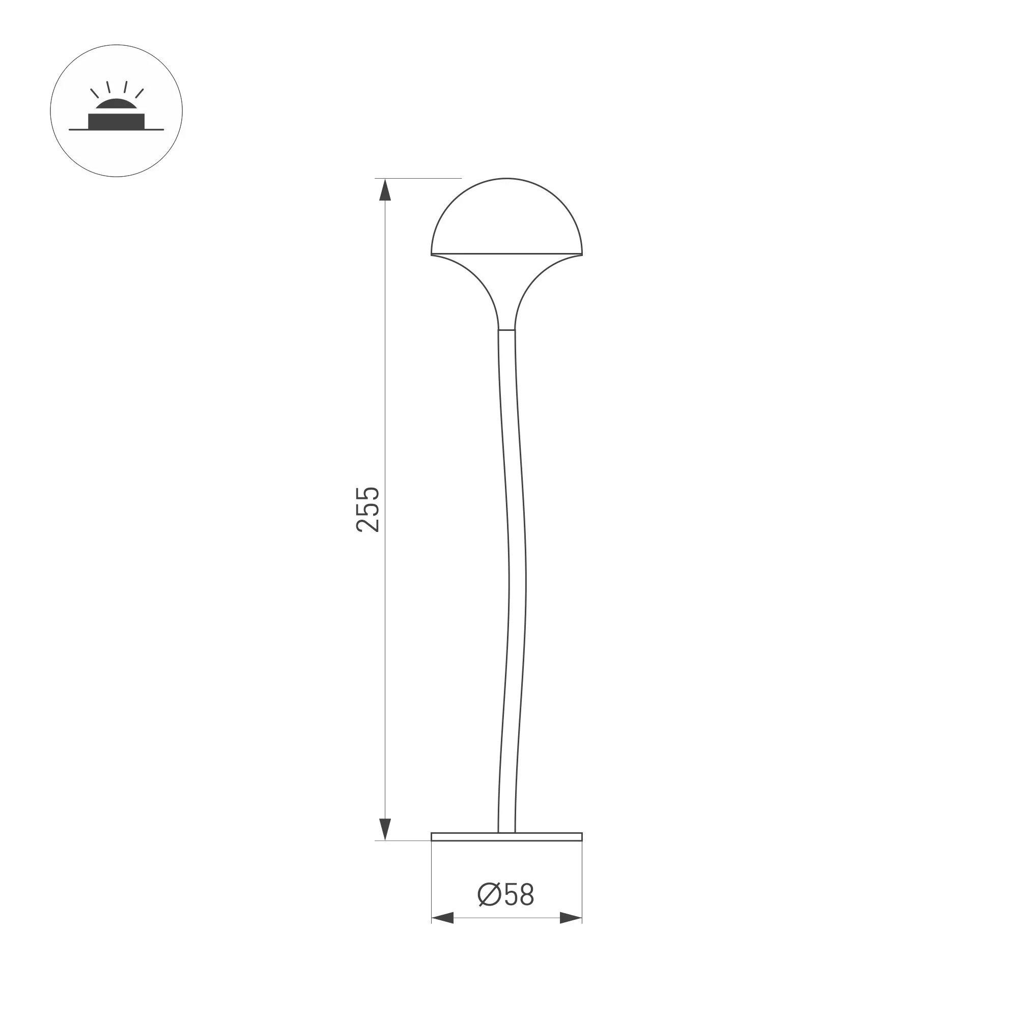 Светильник KT-MUCENA-BOLL-A-H250-1W Warm3000 (WH, 85 deg, 24V) (Arlight, IP65 Металл, 3 года) - Изображение