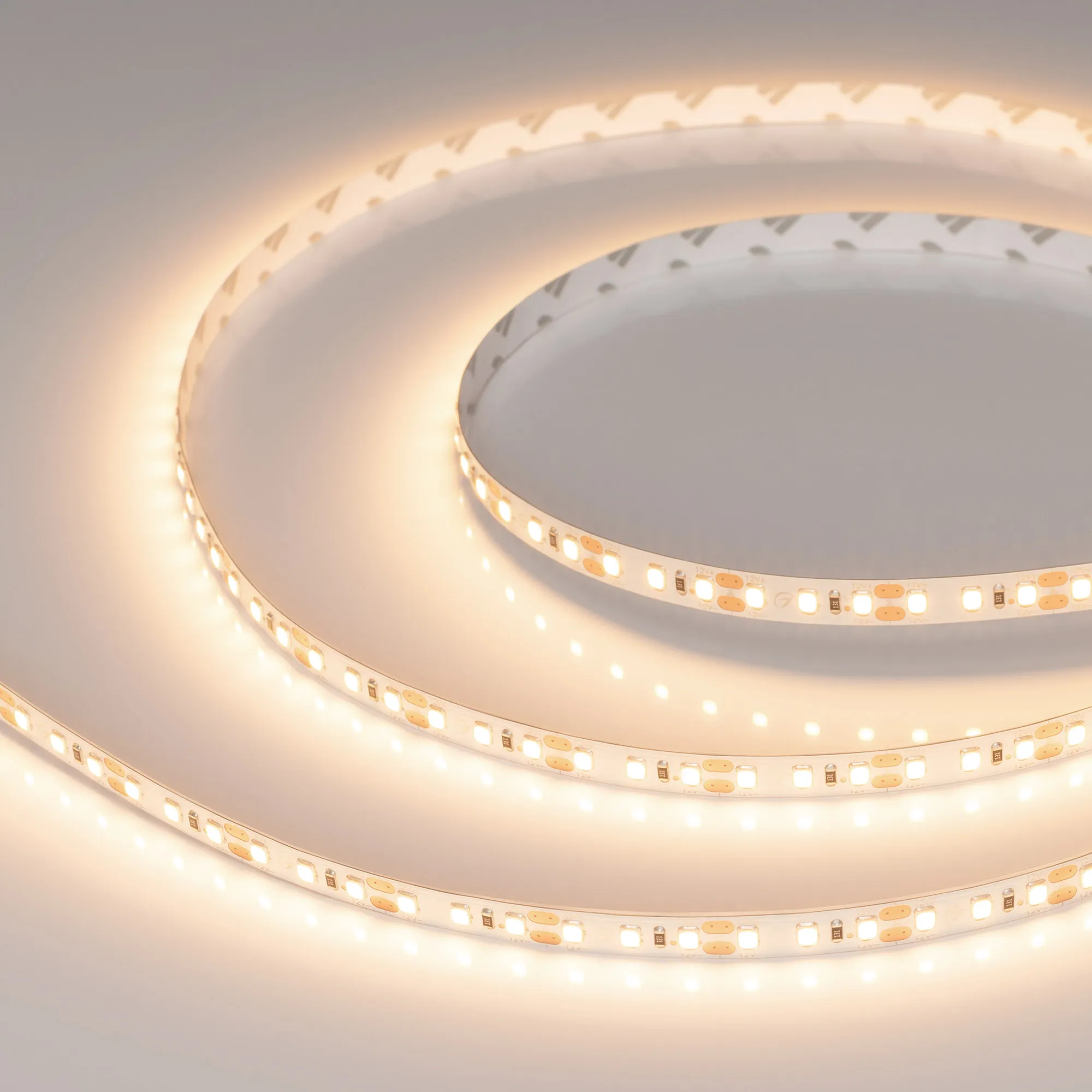 Лента светодиодная RT-A120-8mm 12V Warm3000 (14.4 W/m, IP20, 2835, 5m) (Arlight, Открытый)