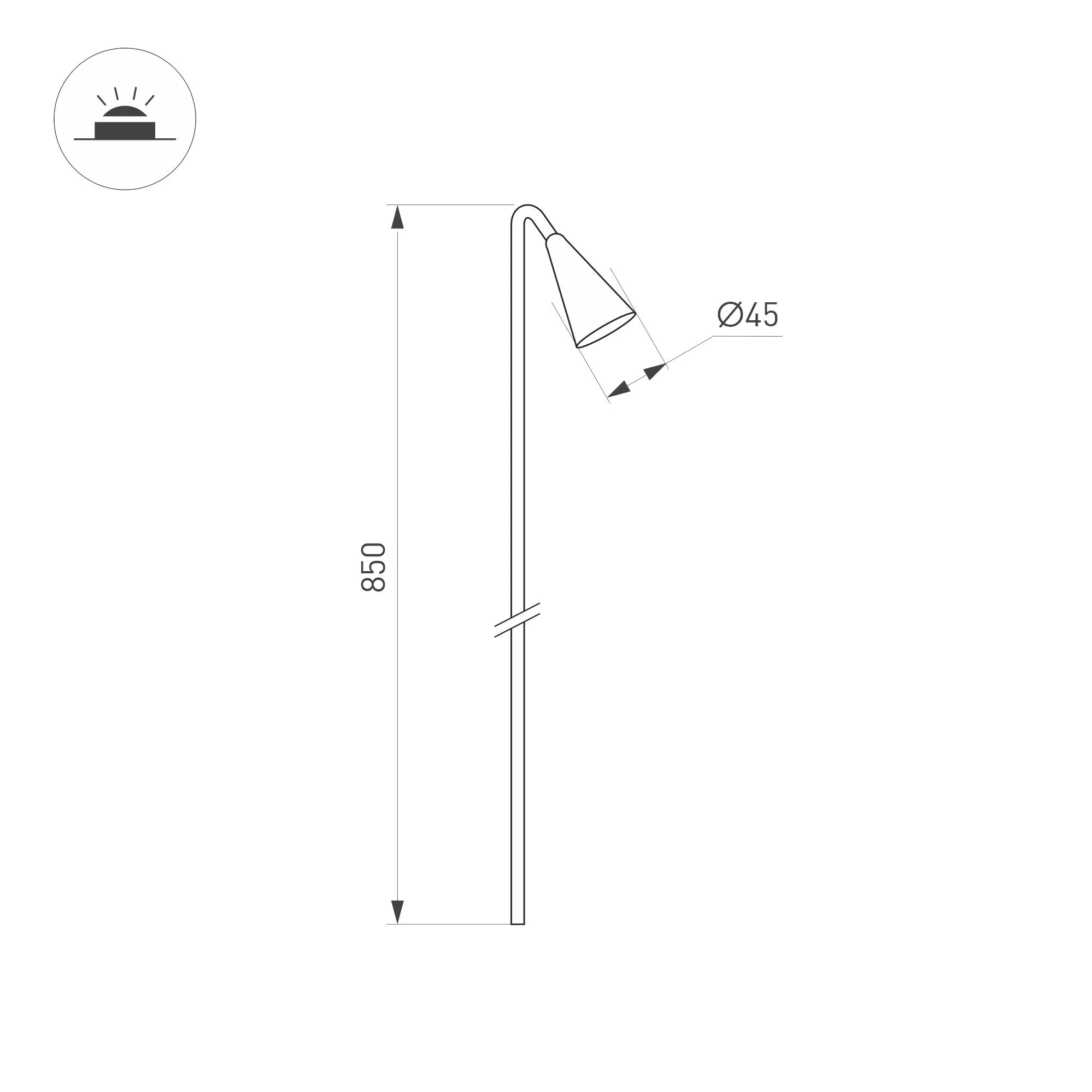 Светильник KT-HAREBELL-BOLL-H850-3W Warm3000 (BK, 40 deg, 24V) (Arlight, IP65 Металл, 3 года) - Изображение