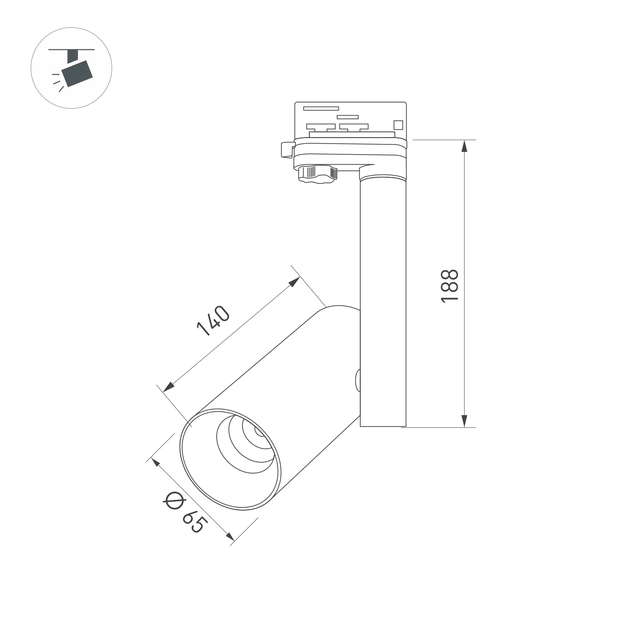 Светильник SP-POLO-TRACK-PIPE-R65-8W Warm3000 (BK-GD, 40 deg) (Arlight, IP20 Металл, 3 года) - Изображение