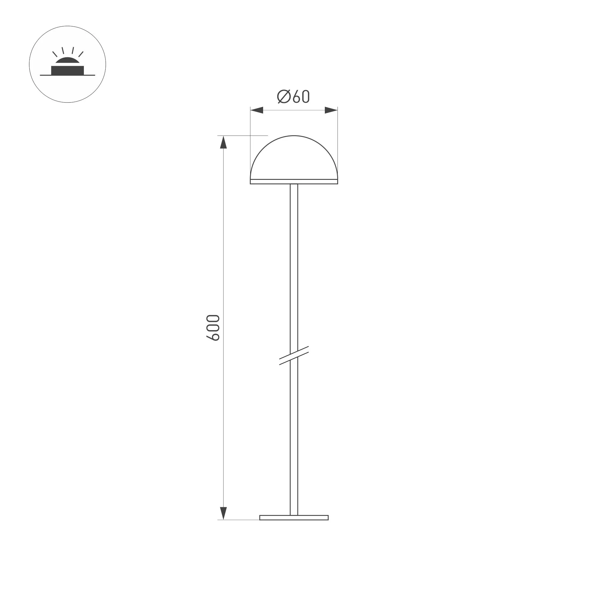 Светильник KT-ENOKI-BOLL-H600-2W Warm3000 (WH, 100 deg, 24V) (Arlight, IP65 Металл, 3 года) - Изображение